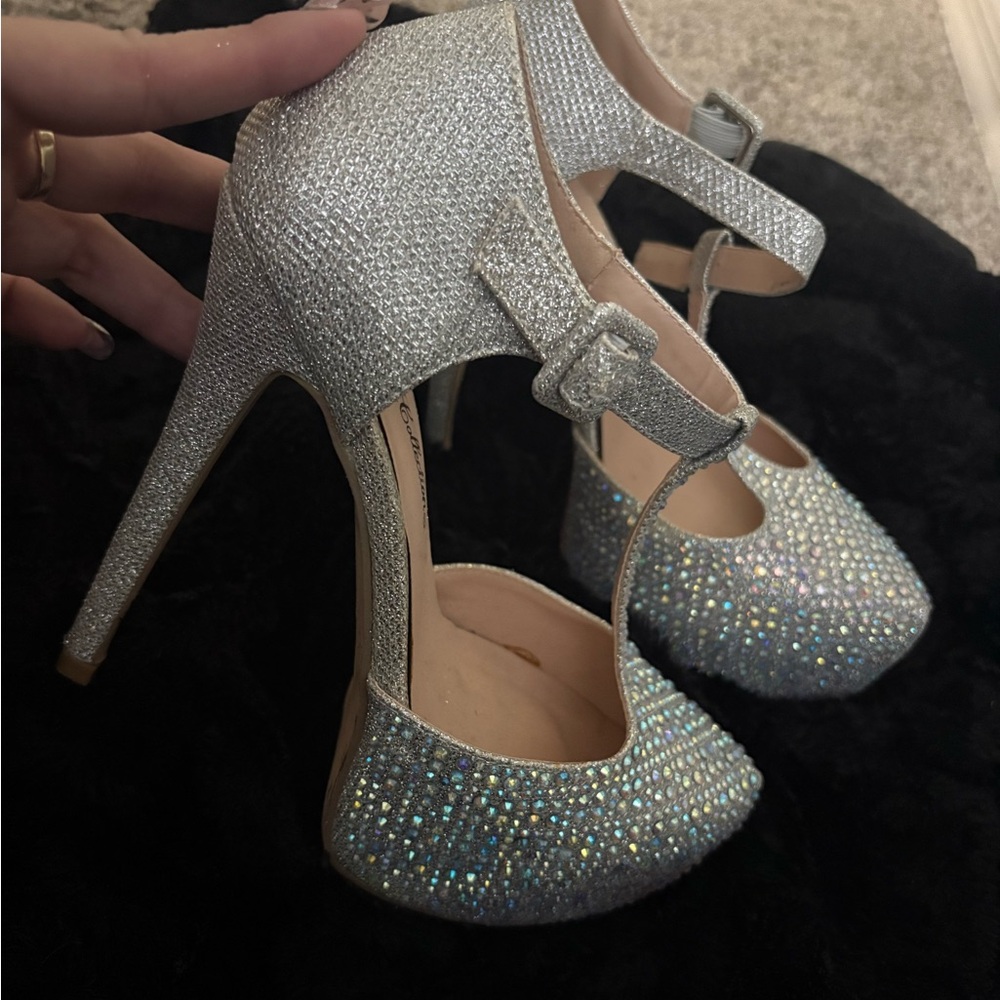 Elegant Silver Glitter Heels